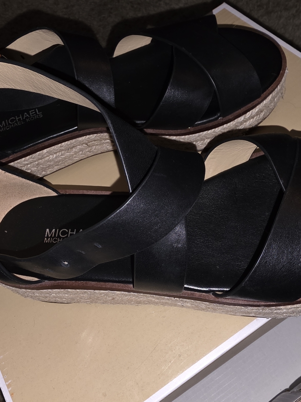 Michael Kors Black Strappy Wedge Sandals - Picture 4 of 7